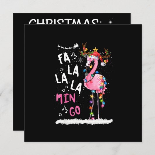 Invitation Noël - Fa-La-La Mingo Flamant Avec Noël (Devant / Derrière)