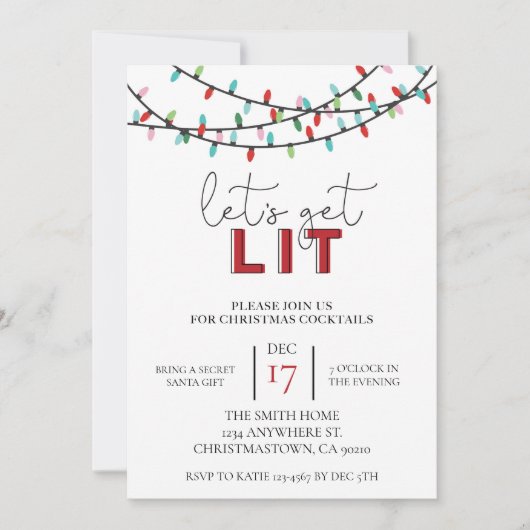 Invitation Noël Faisons la fête du Cocktail (Devant)