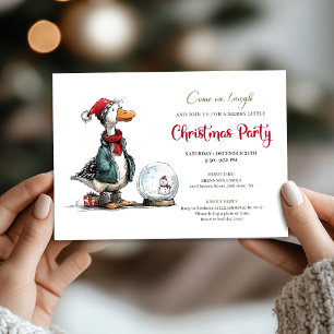 Invitation Noël Fantaisiste Oie Idiote Fête Enjouée