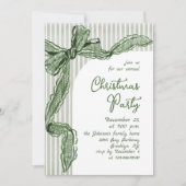 Invitation Noël Fantaisiste Vert Bow Party de Fêtes (Devant)