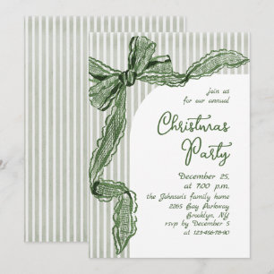 Invitation Noël Fantaisiste Vert Bow Party de Fêtes
