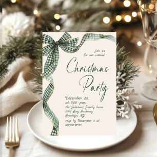 Invitation Noël Fantaisiste Vert Bow Party de Fêtes
