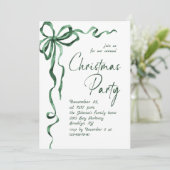Invitation Noël Fantaisiste Vert Bow Party de Fêtes (Debout devant)