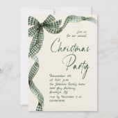 Invitation Noël Fantaisiste Vert Bow Party de Fêtes (Devant)