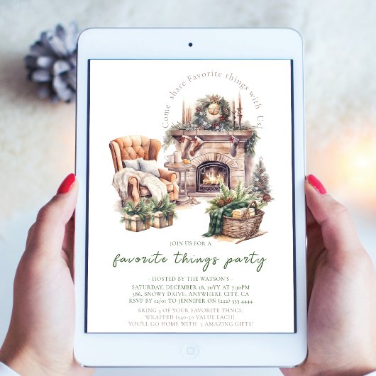 Invitation Noël favoris Fête cheminée