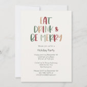 Invitation Noël Festif Coloré Mange Boire Et Soyez Joyeux (Devant)