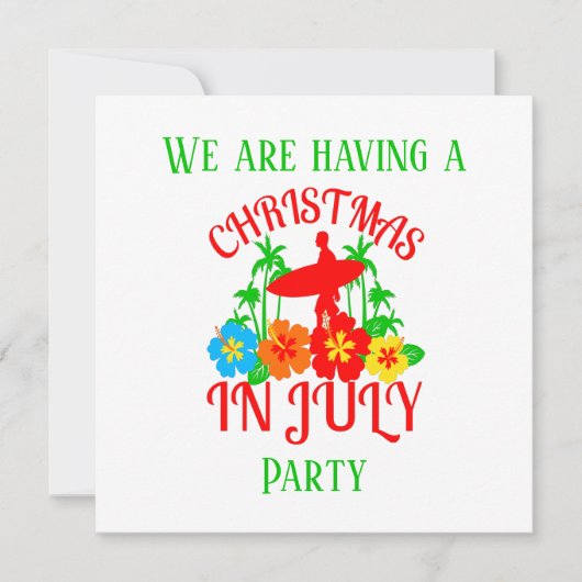 Invitation Noël festif en juillet Surfer party (Devant)