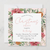 Invitation Noël Festif Script Floral moderne (Devant)