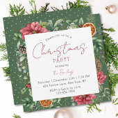 Invitation Noël Festif Script Floral moderne