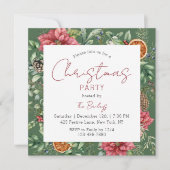 Invitation Noël Festif Script Floral moderne (Devant)