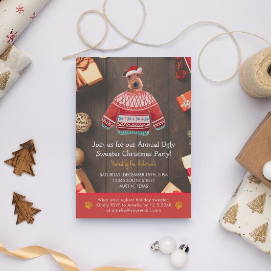 Invitation Noël Fête Airedale Chien Sweat Ugly Party