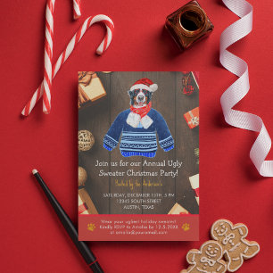 Invitation Noël Fête Bernese Chien laide Sweat Party