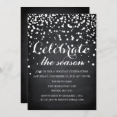 Invitation Noël Fête Black Chalkboard (Devant / Derrière)