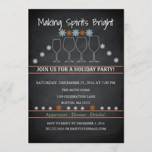 Invitation Noël Fête Black Chalkboard Fête de snowflack