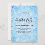 Invitation Noël fête bleu flocons de neige luxe (Devant)