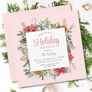 Invitation Noël Fête Brunch Festif Floral