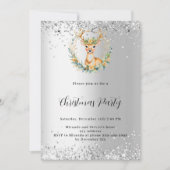 Invitation Noël fête cerf vert argent nordic (Devant)