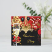 Invitation Noël Fête Champagne Partie Rouge Or Noir 2 (Debout devant)