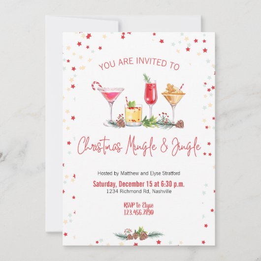 Invitation Noël Fête Cocktail Noël Travail de Noël (Devant)