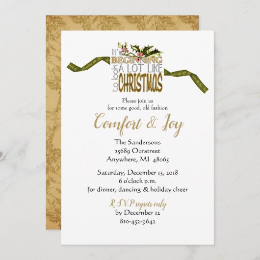 Invitation Noël Fête Confort et joie (Devant / Derrière)