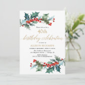 Invitation Noël fête d'anniversaire rouge saint or élégant (Debout devant)