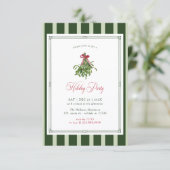 Invitation Noël Fête de Mistletoe Ruban rayé (Debout devant)