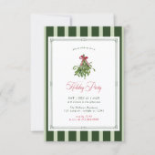 Invitation Noël Fête de Mistletoe Ruban rayé (Devant)
