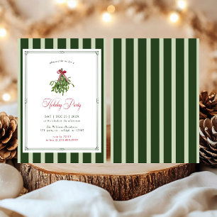 Invitation Noël Fête de Mistletoe Ruban rayé