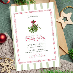 Invitation Noël Fête de Mistletoe Ruban rayures