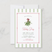 Invitation Noël Fête de Mistletoe Ruban rayures (Devant)