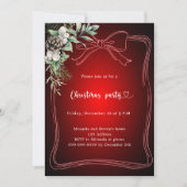 Invitation Noël Fête de sapin rouge verdure (Devant)