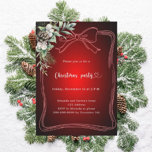 Invitation Noël Fête de sapin rouge verdure