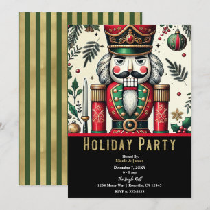 Invitation Noël Fête de vacances Casse-noisette Rouge Or Vert