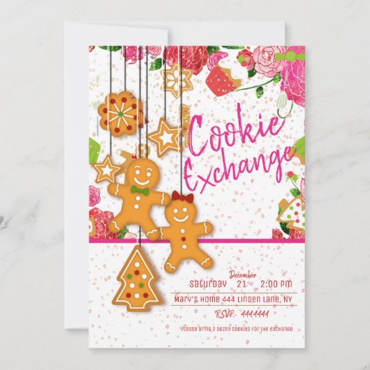 Invitation Noël Fête d'échange de cookies (Devant)