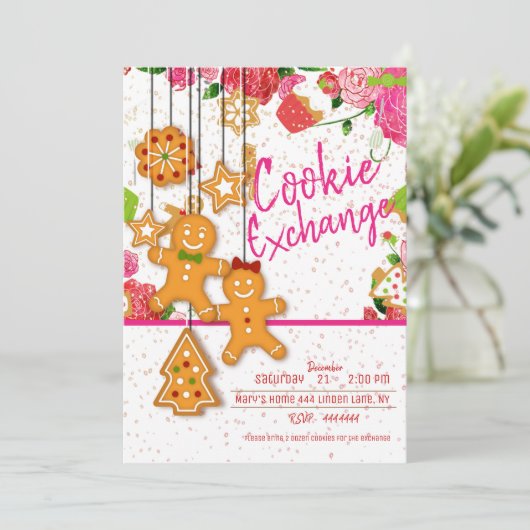 Invitation Noël Fête d'échange de cookies (Debout devant)