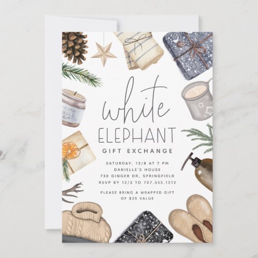 Invitation Noël Fête des éléphants blancs (Devant)