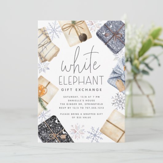 Invitation Noël Fête des éléphants blancs (Debout devant)