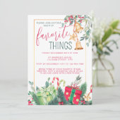 Invitation Noël Fête des objets préférés rouge et vert (Debout devant)