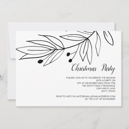 Invitation Noël Fête Elégante Fête d'hiver (Devant)