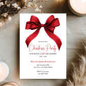 Invitation Noël Fête Élégante Ruban Rouge