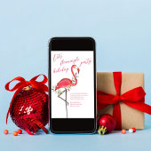 Invitation Noël Fête Flamant rose rose mignon