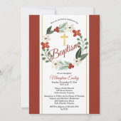 Invitation Noël Fête Florale Wreath Baby Baptism Invit (Devant)