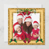 Invitation Noël Fête Gold Red Parties scintillant Photo (Dos)