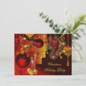 Invitation Noël Fête Gold Red Xmas Décorations (Debout devant)