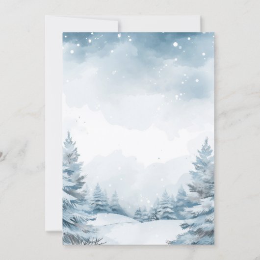 Invitation Noël fête hiver forêt neige paysage (Dos)