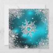Invitation Noël Fête hiver Wonderland Turquoise (Dos)