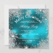 Invitation Noël Fête hiver Wonderland Turquoise (Devant)