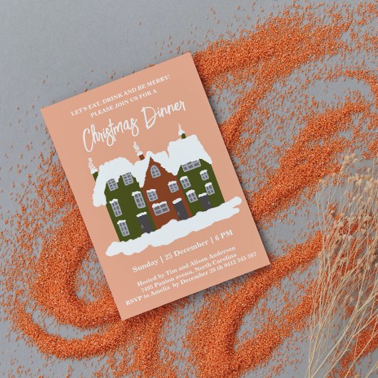 Invitation Noël Fête Maisons vertes