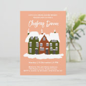 Invitation Noël Fête Maisons vertes (Debout devant)