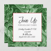 Invitation Noël Fête Marbrée Swirl Texte Festif (Devant / Derrière)